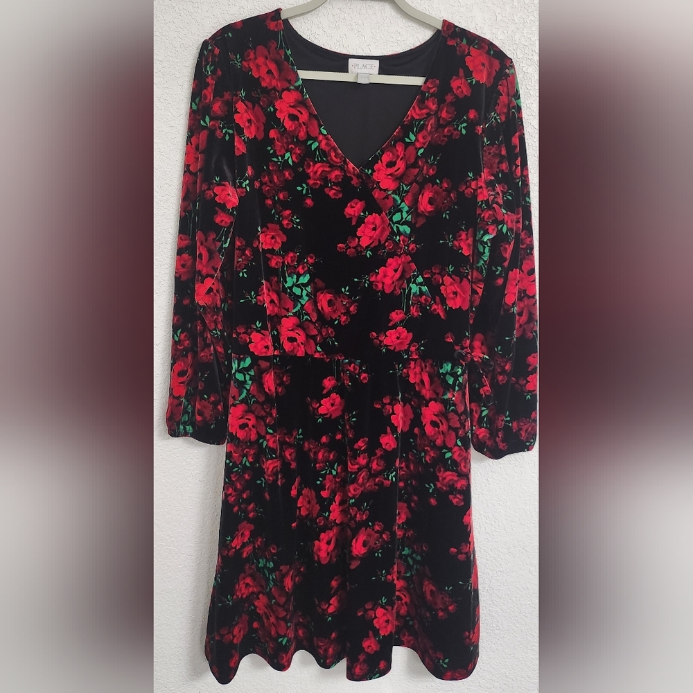 Women Floral Velvet Wrap Dress